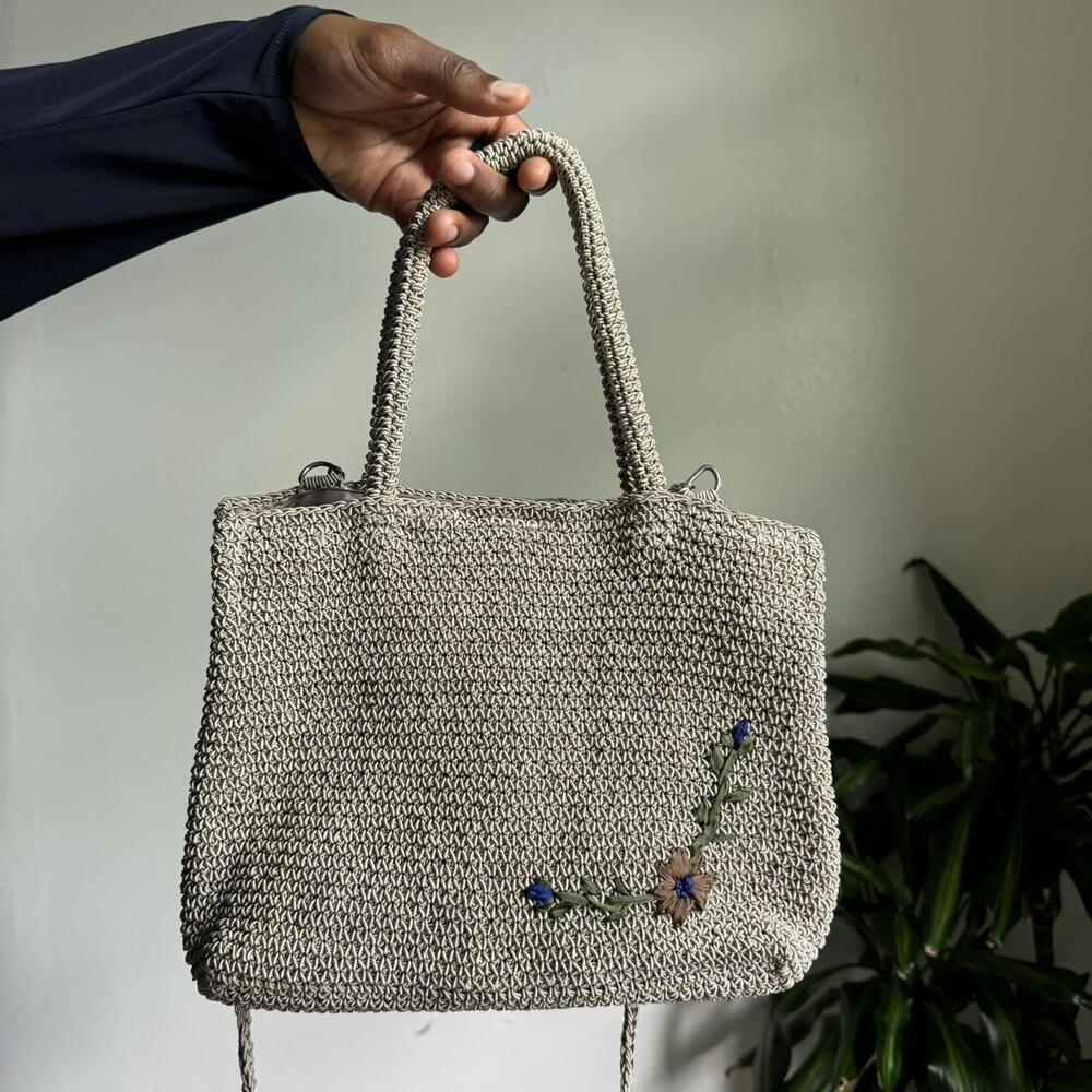 Vintage Floral Knit Crossbody/hand Bag‎ - Picture 6 of 8